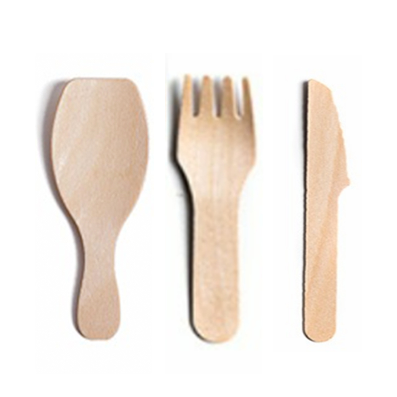 Disposable mini size wood cutlery